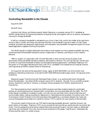 Controlling Bandwidth in the Clouds