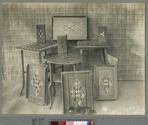 Display of woodwork from the Overtoun Institution, Livingstonia, ca.1924