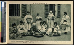 Women preparing couscous, Kabylie, Algeria, ca.1900-1930