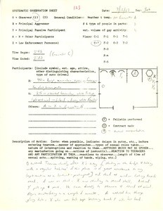Systematic observation sheet 123, 1967