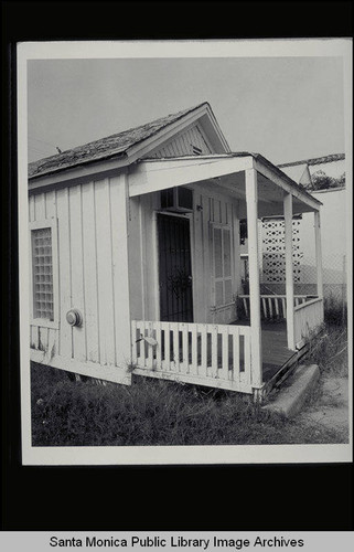 Porch detail of Shotgun house, 2712 Second Street, Ocean Park, Calif. looking northwest built pre-1900