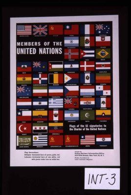 Members of the United Nations. Flags of ther 51 signatories to the Charter of the United Nations