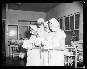 Triplets at Beverly Hills Community Hospital, 1952