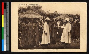 Missionary fathers with villagers, Kenya, ca.1920-1940