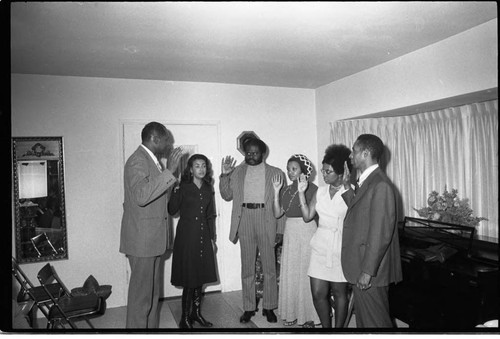 Tom Bradley with A. Phillip Randolph Institute members, Los Angeles, 1973