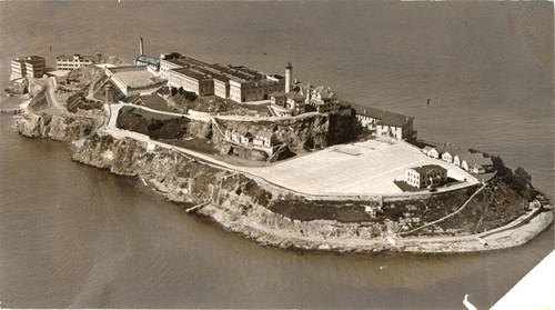 [Aerial view of Alcatraz Island]
