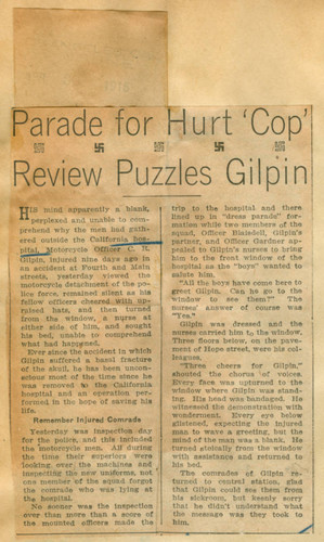 Parade for hurt cop review puzzles Gilpin