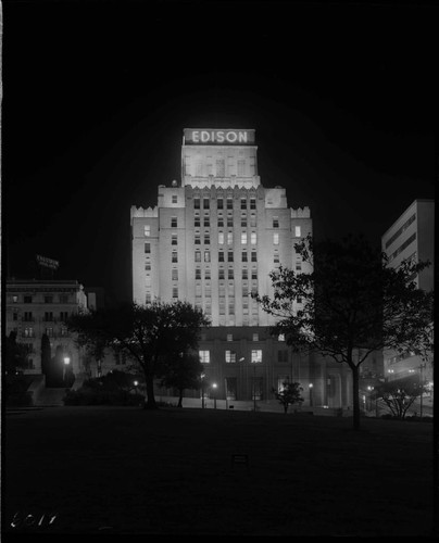 Edison Building at night