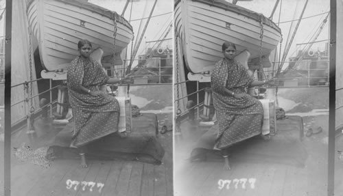 Singhalese woman on board a steamer in Brooklyn waiting to be deported by U.S. Immigration Authorities after their expiration of their contract with Western Theatrical Troupe. N.Y. City