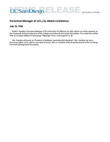 Personnel Manager of UCLJ to attend conference