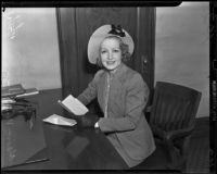 Claire Windsor at the District Attorney's office, Los Angeles, 1938