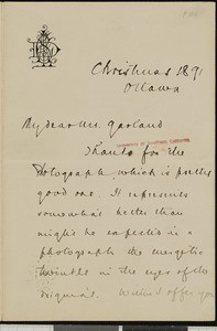 Archibald Lampman, letter, 1891-12-25, to Hamlin Garland