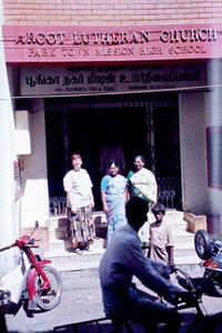 Chennai/ Madras, Tamil Nadu, South India. Park Town Mission High School (PTMS). From left to ri