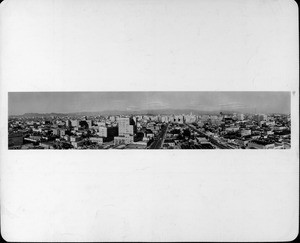 Panoramic view of downtown Los Angeles including City Hall