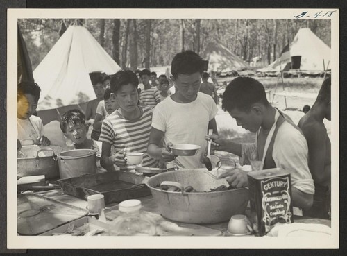 A 5-day Boy Scout Camp on the bank of the Mississippi River was composed of nearly a hundred boys from the Rohwer Center, a few less from the Jerome Center, together with a small group from the nearby town of Arkansas City. McGehee, Arkansas