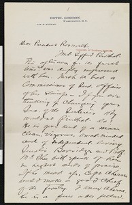 Hamlin Garland, letter, to Theodore Roosevelt