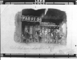Bob Adam's barber shop, Petaluma, California, 1900