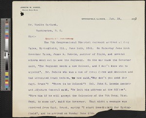 Joseph W. Vance, letter, 1897-01-19, to Hamlin Garland