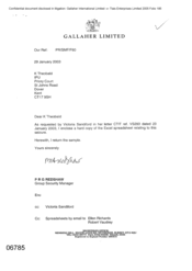 [Letter from PRG Redshaw to K Theobald regarding hard copy of the excel spreadsheet relating to seizure]