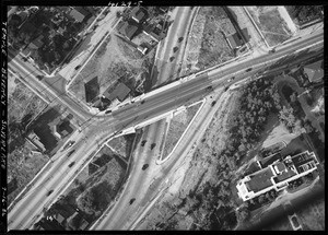 Aerial view of intersection-Temple, Beverly, Silverlake, 1936