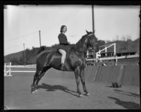 Actress Rochelle Hudson on horseback, Los Angeles, 1931
