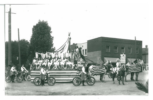 Lincoln Park School's Float at the Corner of Meridian and El Centro in Early South Pasadena Patriotic Parade, Possibly the February 1909 Celebration of Lincoln's 100th Birthday