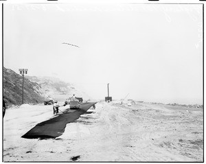 US Highway 101 being readied (after landslide), 1958