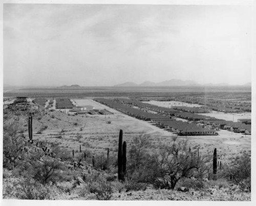 Aerial view from hilltop of Gila River Internment Center