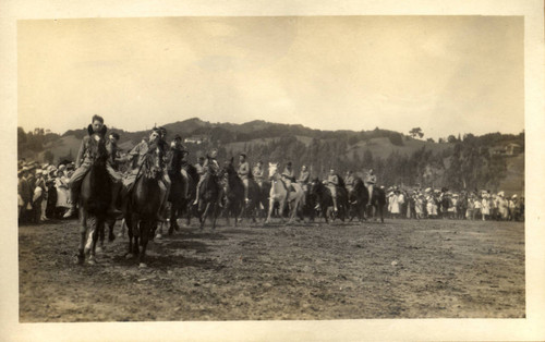 Boys demonstrate their horsemanship skills at the second annual May Day celebrations in Kentfield, California, May, 1910 [photograph]