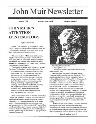 John Muir Newsletter, Summer 1996