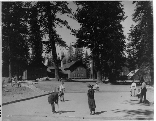 A clay court version of lawn croquet was another attraction of the Huntington Lake Lodge in its earliest years
