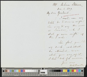 William Dean Howells, letter, 1889-12-01, to Hamlin Garland