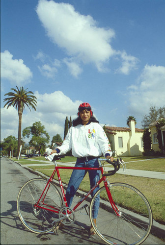 Model with bianchi bicycle