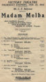 Program 1916, Madam Melba concert at the Victory Theatre