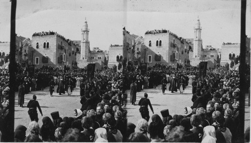The Christmas procession of the Greek Patriarch at Bethlehem, Palestine