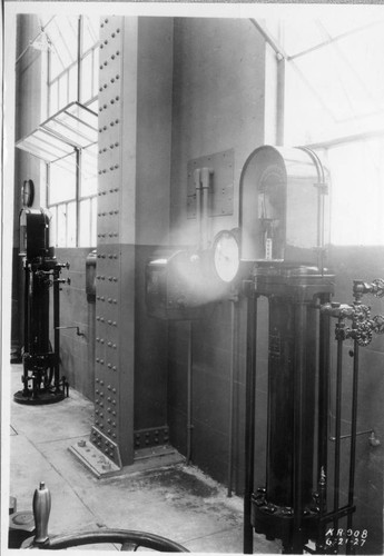 Interior of Powerhouse, venturi meter recording instruments