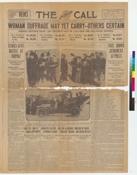 "Woman Suffrage May Yet Carry" (front page of The Call)