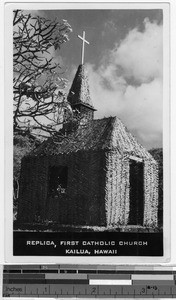 Replica of the first Catholic church, Kailua, Hawaii, ca. 1930-1950