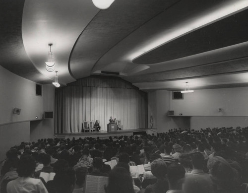 Chapel service in Pepperdine College auditorium, 1960s