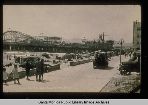 South of the Santa Monica Pier and merry-go-round
