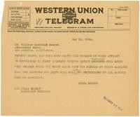 Telegram from Julia Morgan to William Randolph Hearst, May 14, 1926