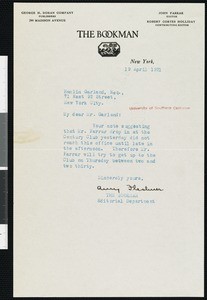 Amy Flashner, letter, 1921-04-19, to Hamlin Garland