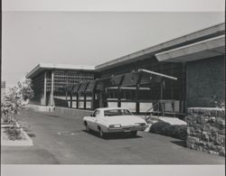 Back view of Santa Rosa Central Library, E Street and Third Street, Santa Rosa, California, December 1968