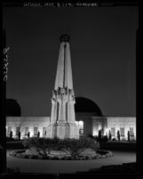 Know Your City No.11 Obelisk at entrance to Griffith Observatory and Planetarium, Los Angeles, 1955