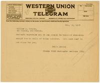 Telegram from Julia Morgan to William Randolph Hearst, February 15, 1927
