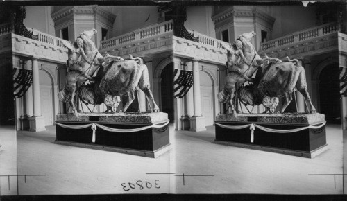 Indian & Buffalo Statue in Auditorium. Jamestown Exposition, VA