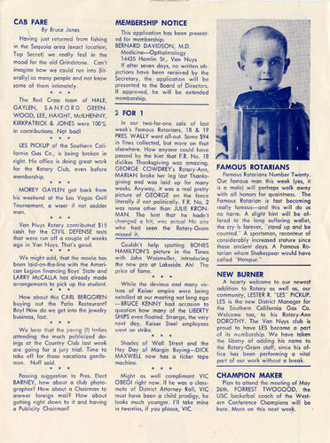 Van Nuys Rotary Club newsletter, 1954
