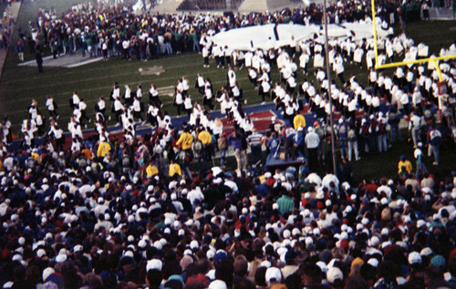 Performers executing a half-time routine during Super Bowl XXVII, Pasadena, 1993