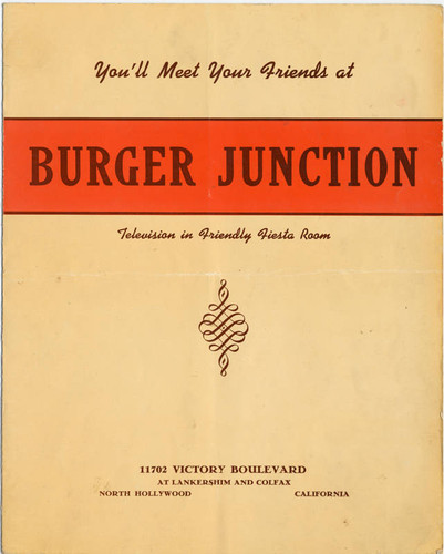 Burger Junction menu with map, circa early 1950s