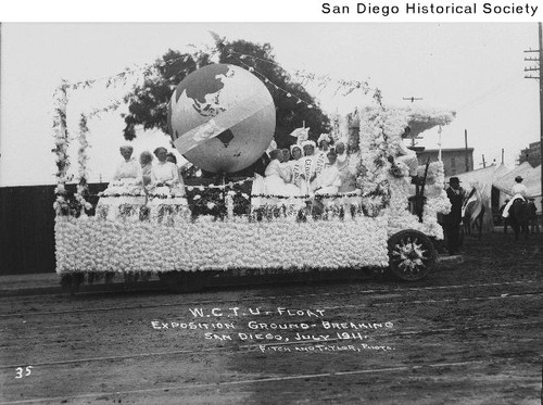 Women's Christian Temperance Union float for the groundbreaking parade of the 1915 Exposition